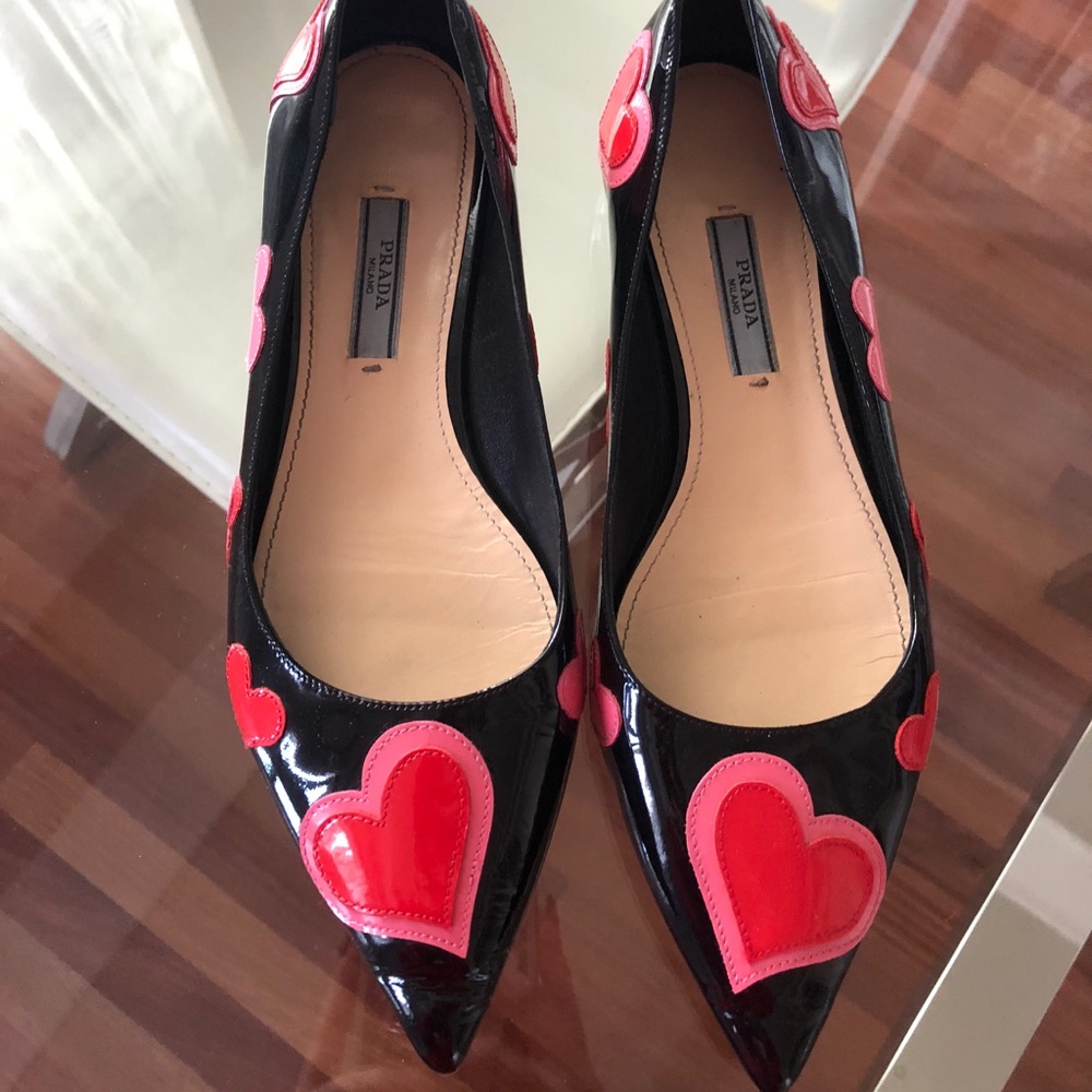 Prada flats with hearts